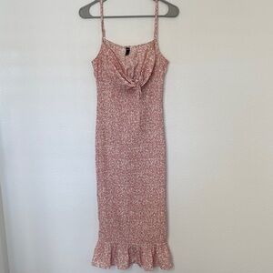 SHEIN Pink Patterned Midi Dress